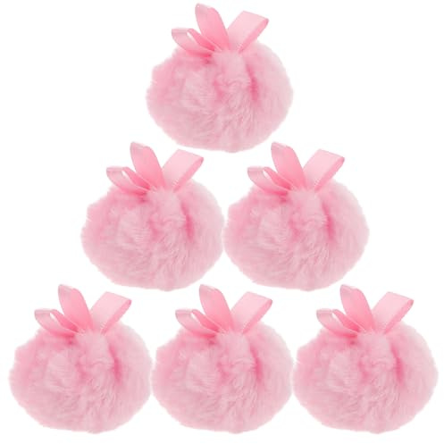 SAFIGLE 6 borlas suaves para polvos: aplicador de polvos sueltos de felpa larga y esponjosa con forma de bola para un cuidado suave de la piel. Portátil para cambiar y usar en viajes.