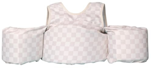 Drip Floats Toddler Swim Vest for Kids 25-50 lbs – Puddle Jumper Style Floaties with Wings & Shoulder Straps, Safety Buckle, Learn to Swim Jacket for Boys & Girls 2-7 Years (Neutral Checkered)