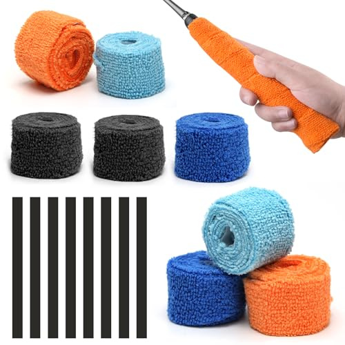 Griffband für Tennisschläger, Mikrofaser, Badminton-Griffband, mehrfarbig, für Squash-Tennis, Badmintonschläger, Gehstock und Krücken, rutschfest, schweißabsorbierend, 8 Stück