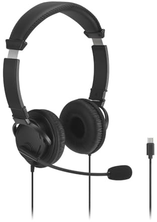 Kensington Classic EQ USB-C Headset with Mic and Volume Control, 6 ft (1.8m) Nylon Braided Cord, for School, Kids, Adults, Padded Adjustable Headband, Black (K97464WW)
