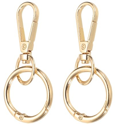 QUARKZMAN 2 Piezas De Mosquetón Giratorio Gancho De Presión Dorado Claro | De 2.8, O Mosquetón De Metal De Doble Apertura, Con Anillo De Resorte, Para Manualidades Bolsos Joyerías Cordones