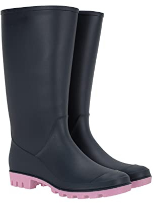 Mountain Warehouse Splash Womens Wellies - Waterproof Ladies Wellington Boots, Textile Lined, Sturdy Grip - Ideal for Spring Summer, Festivals, Garden, Walking Dark Blue Adult Shoe Size 7