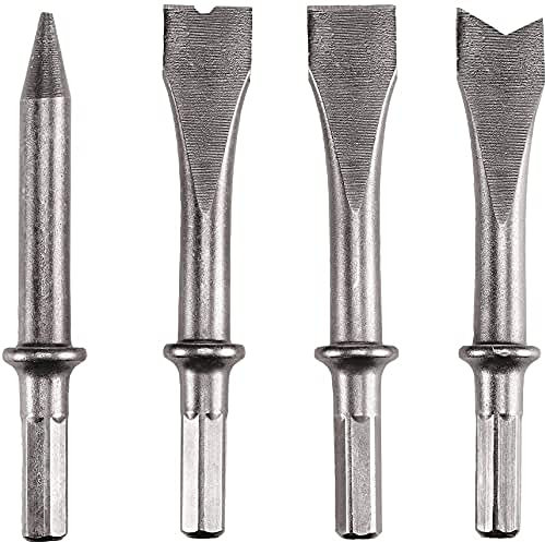 Einhell Original Set de cinceles de cuatro piezas (adecuado para martillo de cincel por aire comprimido de Einhell, cincel plano, cincel puntiagudo, cincel de ranura, cincel separador)