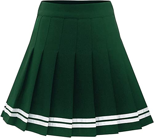 Dressystar Dam stretchig veckad kjol skolflicka solid skater tennis baskjol minikjol
