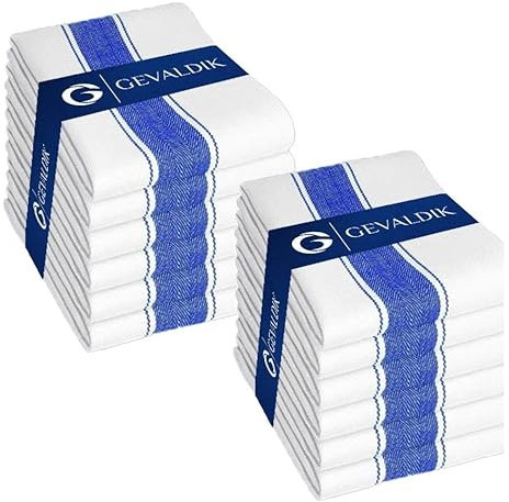 Blue Tea Towels – Pack of 12 | 100% Cotton Kitchen Dish Towels | Ultra Absorbent, Lint-Free, Machine Washable | Reusable Cleaning & Drying Cloths for Home or Commercial Use