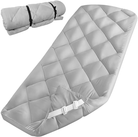 Cot Mattress Pad (Improved Thickness) Quilted Cot Pads for Camping, Sleeping Mattress Topper 30 X 75 for Camp/Rv Bunk/Narrow Twin Beds, Gray