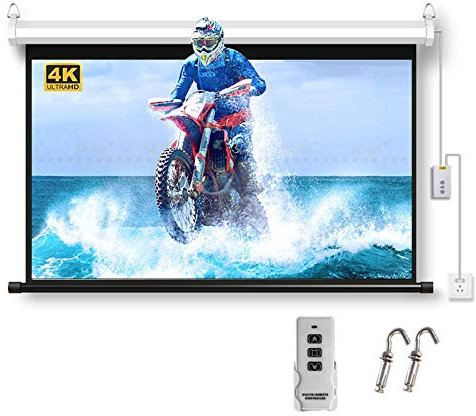 Schermo per proiettore motorizzato Schermo di proiezione da 60 Pollici 4: 3 Schermo per Film Addensato Anti-Piega per Home Theater Media Entertainment (con Telecomando)