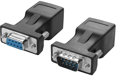 YACSEJAO RS232 DB9 a RJ45 adattatore seriale DB9 9 pin connettore seriale femmina/maschio a RJ45 Cat5/6 Ethernet LAN console (1 paio