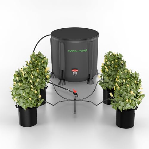 MARS HYDRO Automatische Bewässerung Bewässerungssystem indoor mit Faltbarem 50L-Eimer, Verbesserter 24W-Wasserpumpe, 8 Tropfdüsen, Gartenbewässerungssystem für Innenräume, Rasen, Gewächshaus, Hof