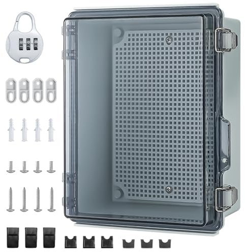 Anschlussdose Wasserdicht IP65, Aufputz Verteilerkasten, ABS Kabelanschlussdose zum Schutz von Steckdosenleiste, Transparentes Schaltschrank Außen mit Wandmontagezubehör Und Schloss (230*165*120mm)