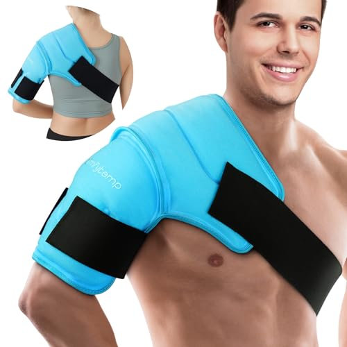 Comfytemp 3D-Kühlmanschette für Schulter und Oberarm mit Klettverschlüsse, Großes Gel Kühlpad Kühlbandage Kalt Warm Kompresse für eingefrorene Schulter und Genesung nach der OP（15x23cm,900g）