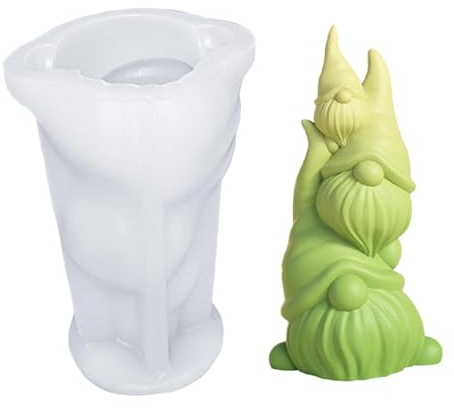 Stampo per candele a forma di gnomo, stampi in silicone a forma di gnomo pasquale, stampi per sapone per candele nane, stampi in silicone 3D a forma di gnomo per cioccolato, caramelle, candele di cera