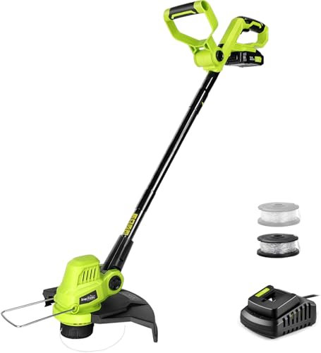 SnapFresh Coupe-Bordures Dresse-Bordures à Fil Diam. de Coupe 30 cm Électrique 20V sans Fil avec Batterie, Tête Pivotante, 1,65 mm à Alimentation Automatique, 2 Bobines de Fil, Poignée Réglable