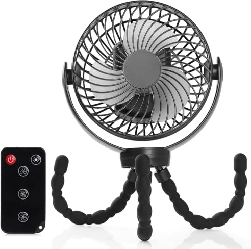 Simpeak Ventilatori USB Ventilatori da Tavolo Campeggio Ricaricabile 10000mAh 3 Velocità 720° Angolo Regolabile Ventola con Illuminazione, Portatile Ventilatore Silenzioso per Passeggino, Nero