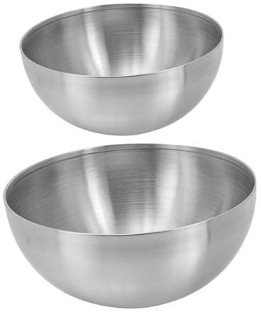 Holibanna Set Di 2 Ciotole Per Insalata in Acciaio Inossidabile Design in Stile Coreano Ciotola Per Pasti in Famiglia Frutta Cereali Snack.