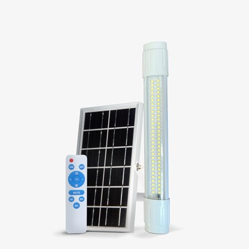 Groupe DDC Reglette LED Solaire Extérieur 4000K – Éclairage Garage, Terrasse, Abri – 3 Tailles, Télécommande, Autonome Jusqu’à 12h, IP54 Étanche, Sans Fil (27 CM)