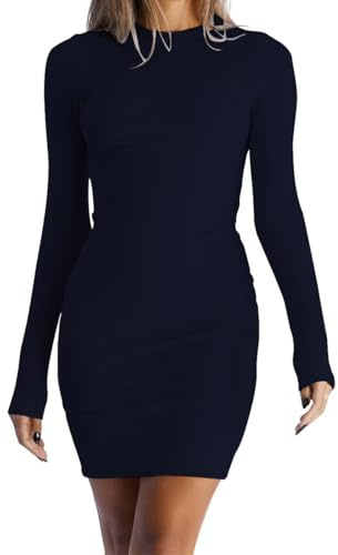 LACOZY Womens Fall Casual Long Sleeve Bodycon Dresses Midi Dresses Sexy Ribbed Night Out Club Party Mini Dress 2026 Black XS