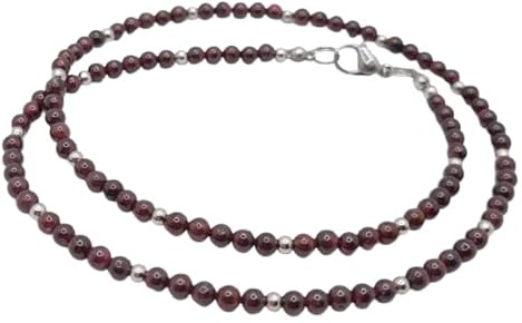Kette Perlen Granat Rot Dunkelrot kleine Perlenkette Granatkette (812)