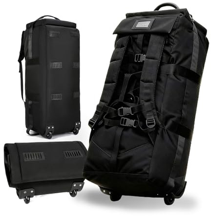 Borsa da viaggio con ruote, grande, 3 in 1, con trolley e zaino, 80 cm