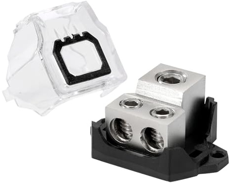 Greluma 1 Styck 2 vägs strömfördelningsblock, 0/2/4 AWG mätare in 2x 4/8/10 AWG mätare ut, amp Power Jordfördelare, bilstereoförstärkare splitter