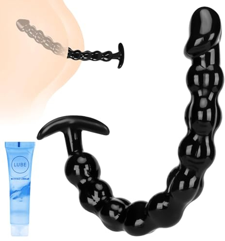 14/35.6cm Extra Long Graduated Anal Beads - Body-Safe TPE 10 Balls with T-Shape Flared Base - Prostate Massager for Beginners Training - Thrusting Butt Plug for Couples Solo Play Men Women