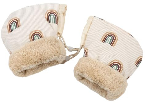 Gants d'hiver pour poussette : ensemble de manchons chauds et épais avec doublure en peluche, gants antigel pour poussette avec motif, housses isolées | pour