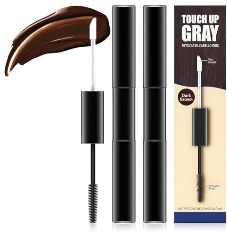 Confezione Da 2 Mascara Per Capelli Castano Scuro, Mascara 2 In 1 Per Capelli Castani, Copre I Capelli Grigi, Adatto A Tutti I Tipi Di Capelli (7 Ml/Confezione)