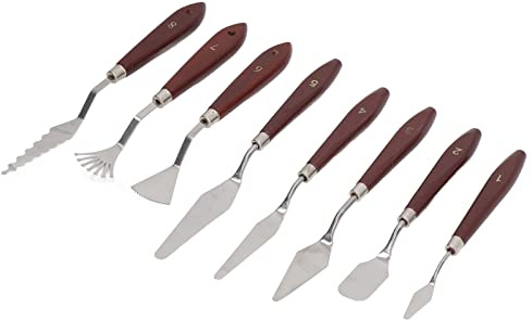 Jenivaint Juego de 8 Cuchillos de Pintura, Cuchillos de Paleta de Acero Inoxidable con de Madera, Herramientas Finas para Mezclar y Raspar para Artistas de Pintura Al óleo, Acrílico y Acuarela