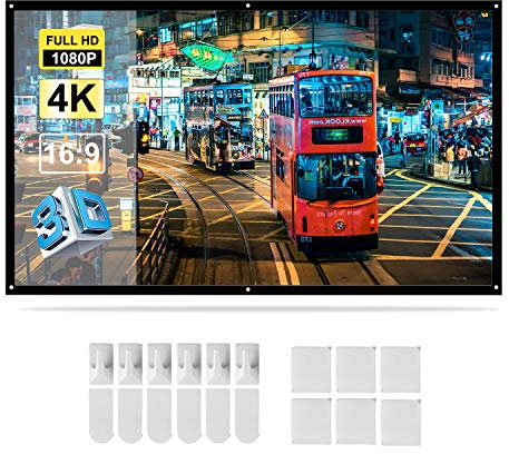 Docooler 84'' Portable Projector Screen HD 16:9 White 84 Inch Foldable Diagonal Projection Screen Home Theater for Wall Projection Indoors Outdoors