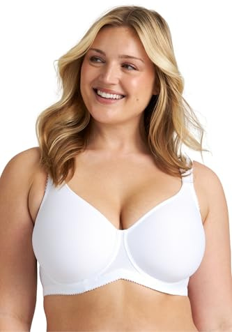 Miss Mary of Sweden Stay Fresh Tshirt Bra for Women – Seamless Underwire, Full Coverage, Supportive and Comfortable Fit 36F White