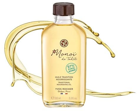 Yves Rocher Aceite de Monoi Tradicional Nutritivo - 97% Monoï Puro - Nutrición e Hidratación Profunda para Piel y Cabello - Fabricado en Francia - Vidrio Reciclable - 100 ml