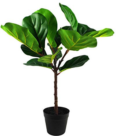 Leaf Design UK Artificial Plant Fiddle Fig Tree Plant Black Plastic Pot