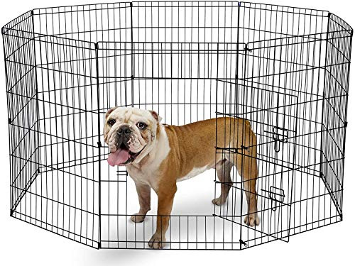 UNDERDOG Parc à 8 Panneaux Pliable pour Chiens/Chiots/Chats et Lapins, idéal pour Une Utilisation en intérieur/extérieur (91 cm, Noir)