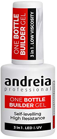 Andreia Professional Gel Builder Nail Construction - Triphasic 3 in 1 Low Viscosity - LED & UV Builder Gel in a Bottle - Nail Extension - Self Levelling High Resistance - Clear 14ml