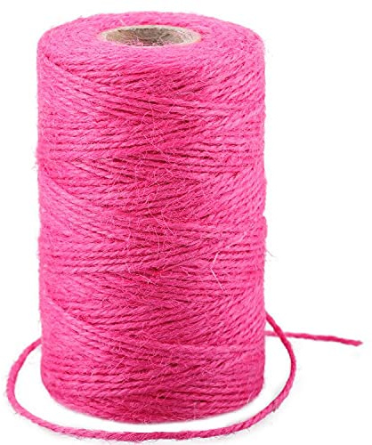G2PLUS Rose Pink Jute String Twine 2MM, 100M Natural Garden Jute Rope, 3 Ply Art and Crafts Linen String for DIY Craft; Gardening Use