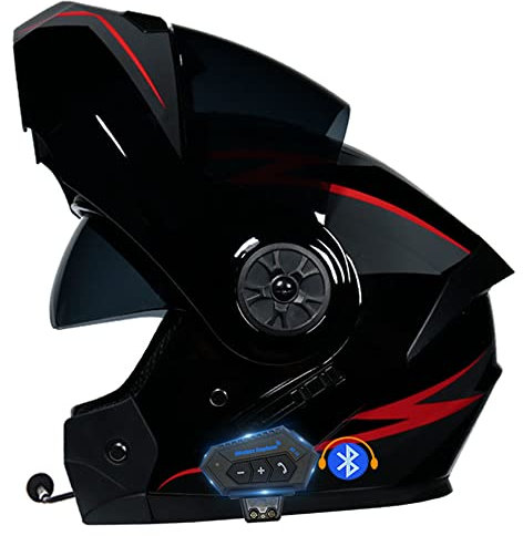CNNGU Klapphelm Motorradhelm, Bluetooth Integralhelm, Mit Doppelvisier, ECE Genehmigt, Hochfeste Schale, Atmungsaktiv Und Bequem, Für Erwachsene, Frauen Und Männer