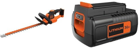 BLACK+DECKER Taille-Haies sans Fil 36V, Taille-Haies Electrique 55 cm avec Lame Asymétrique Double Action & Batterie Lithium 36V 2Ah, Compatible avec Tous Les Outils 36V, sans Effet Mémoire