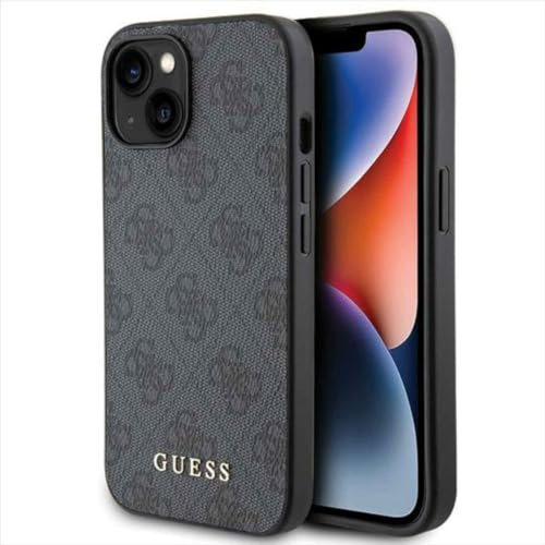 Guess GUHCP15SG4GFGR Hülle für iPhone 15 6.1'' grau Hard case 4G Metal Gold Logo