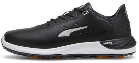 PUMA Phantomcat Nitro +, Golf Shoe Uomo, Puma Black Puma Silver Yellow Sizzle, 47 EU