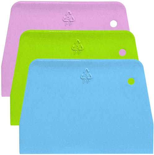 Teigschaber Teigkarte Teigschneider Teigspachtel Teigschaberkarte - SURDOCA 3 HART BPA Frei PP-Kunststoff Kuchenschaber, Scharfe Kante Ecken Silikon Teigschaber, Anti-Rutsch Teigkarte Silikon