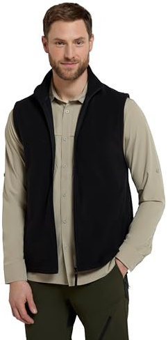 Mountain Warehouse Alder Mens Gilet - Lightweight Body Warmer, Comfortable Gilet Vest, Quick Drying Fleece, Zip Up Spring Summer Coat - Perfect Choice for Layering Jet Black XL