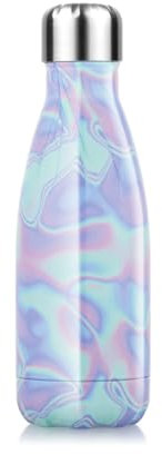 Bottiglia Acqua in Acciaio Inox, Borraccia Termica Senza BPA Bottiglia Termica Isolamento Sottovuoto a Doppia Parete Borracce Per 24 Ore Fredde e 12 Ore Calde (Nuvola Arcobaleno, 350ml)