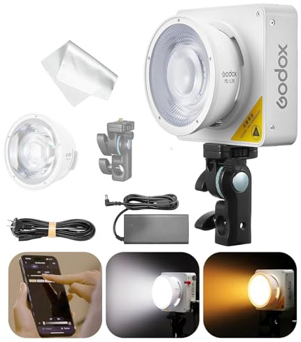GODOX ML100Bi 100W bärbar LED-videolampa, Bi-Color 2800-6500K COB, stöder DC/V-mount/USB-C Power/Bank, TLCI 97 CRI 98