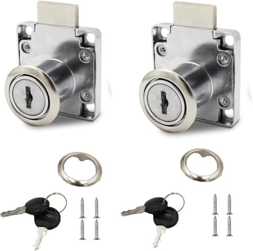 2 Packs of Drawer Locks, Cabinet, Mailbox Locks with Different Keys, 22mm Cylinder deadbolt, Desk with 4 Keys, Furniture for Furniture cabinets, wardrobes, desks, etc.