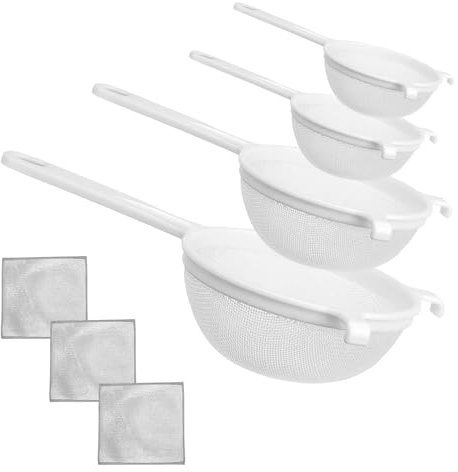 Set di Setacci, 4 Pezzi Colino Cucina in Plastica con Rete in Nylon per il Tè ø 8 cm Colini per la Casa ø 10 cm ø 14 cm ø 18 cm