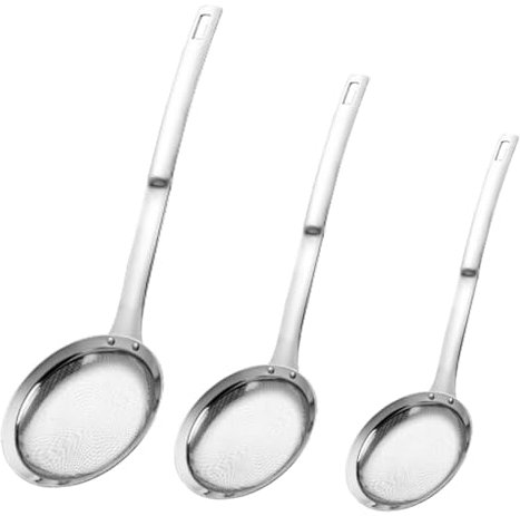 Garneck Colador de Acero Inoxidable 304 Filtro Colador Espumadera Mango de Cucharón para Ollas Calientes Cucharas Utensilio de Cocina