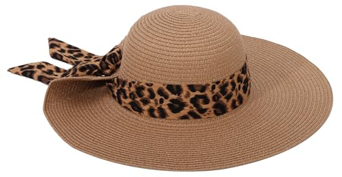 LY4U Women’s Sun Hats UPF 50, Ladies Charming Straw Hat, Summer Beach Hat for Girl, Foldable Travelling Hat Brown