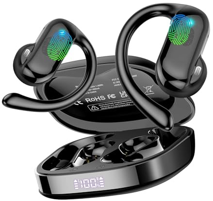 DUSONLAP Open Ear Earbuds Bluetooth 5.4 Wireless Earbuds with Ear Hooks, 32H HiFi Stereo Open Ear Headphones with Clear Calls, IPX7 Waterproof Lightweight Sport Earphones for Workouts/Running/Fitness