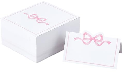 SUPERFINDINGS 150 tarjetas de lugar azules con bonito lazo para nombre de tienda de campaña, tarjetas de felicitación en blanco, tarjetas de lugar de asiento, tarjeta de etiqueta de asignación de