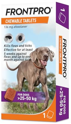 FRONTPRO Chewable Tablets Flea & Tick Treatment for Dogs 1 Pack (25-50kg) 1 Tablet Pack